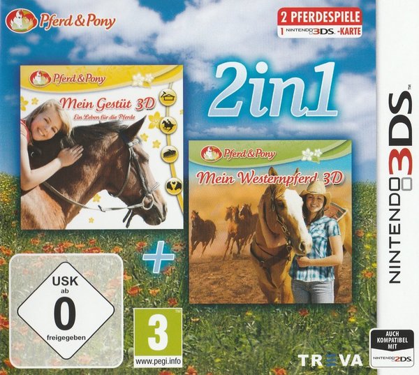 2 in 1, Mein Gestüt 3D  Mein Westernpferd 3D, Nintendo 3DS