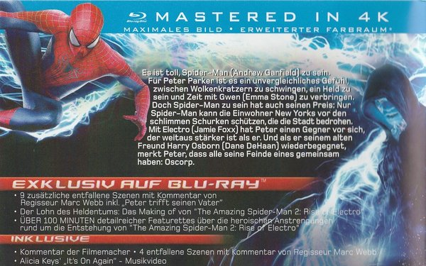 The Amazing Spider-Man 2 Rise of Electro, Blu-ray