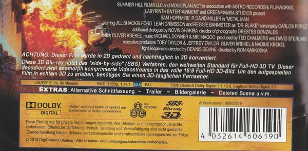Metal Man 3D, Blu-ray