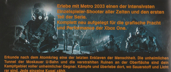 Metro 2033 Redux, XBox One